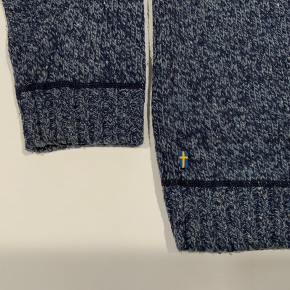Fjallraven Sz L Blue Lada Shawl Wool Pullover Sweater - Picture 9 of 10